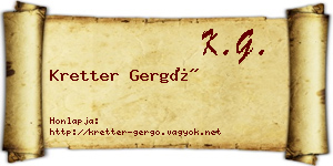 Kretter Gergő névjegykártya